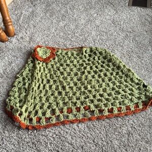 Crochet Pancho Green and Orange